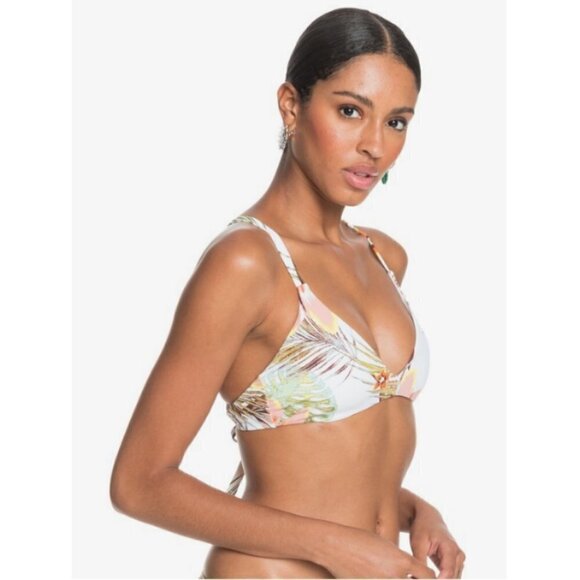 💕ROXY💕 Beach Classics Bikini Set ~ Tropical Floral Bright White Herbier XL NWT - Picture 3 of 14